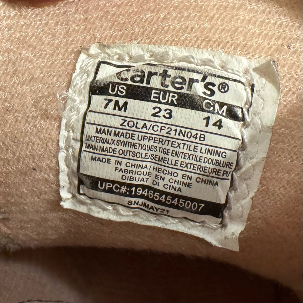 Carter’s ZOLA Pink Glitter Multi Lace Up Zip Combat Boots Toddler Girls Size 7C - Picture 8 of 8